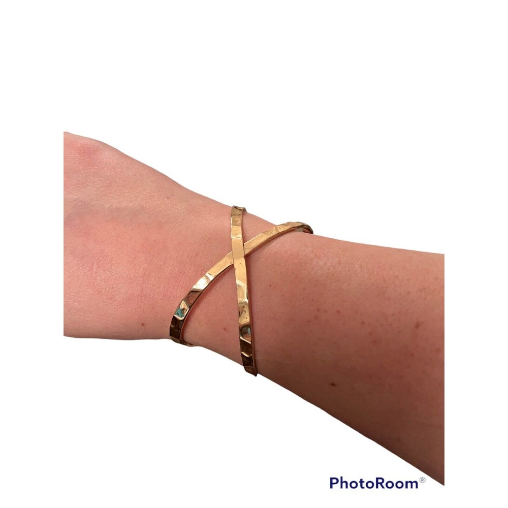 Bancroft Stitch Fix Cuff Bangle Bracelet Gold Tone Adjustable Criss Cross Boho